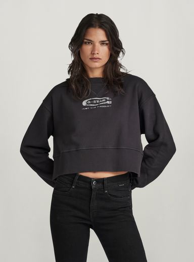 Sudadera Vintage Cropped Logo Loose